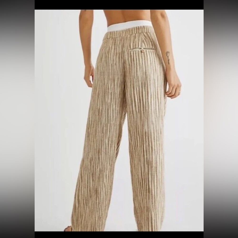 Free People Marta Yarn Stripe Dyed Trouser Pants size 4 100% cotton - Picture 12 of 12
